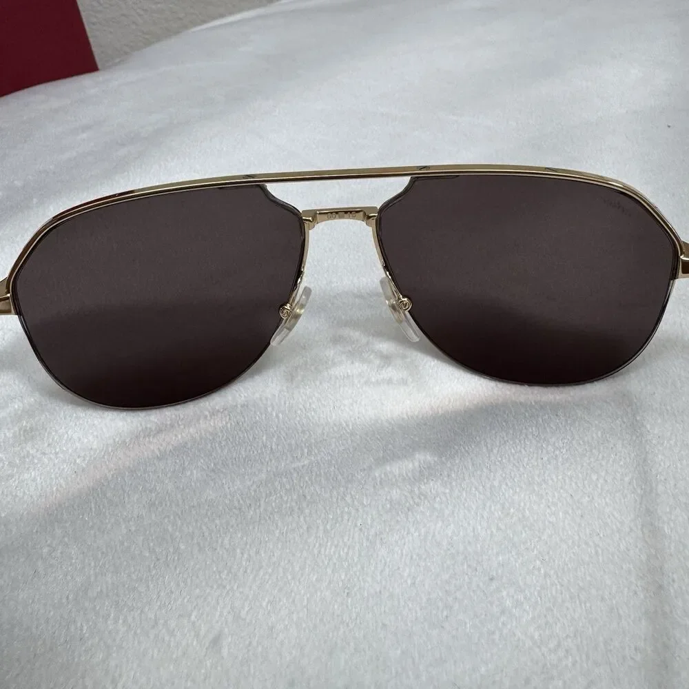 Cartier Santos De Cartier 24k Gold Aviator Sunglasses